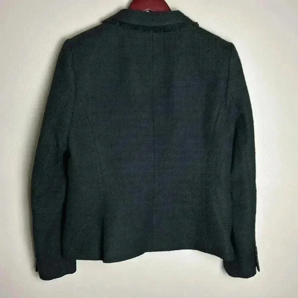 Karl Lagerfeld Blazer 12 Black Tweed Texture Fringe Trim Suit Jacket Office Work - Picture 2 of 11